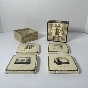 Tri-Coastal Design Marco Fabiano Vintage Kitchen Tile Coaster Set of 4 Cream